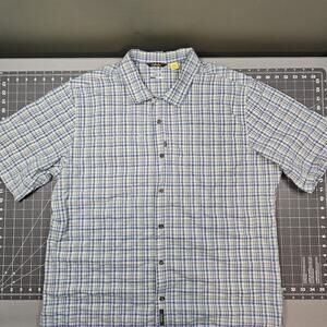 Cabelas Seersucker Shirt Mens XL Plaid Cool Max 4 Most UPF 30 Lightweight Work
